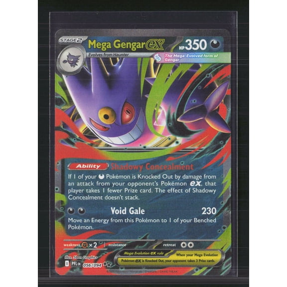 Pokemon 2025 Mega Evolution Phantasmal Flames Mega Gengar EX Holo Double Rare Trading Card 56/94
