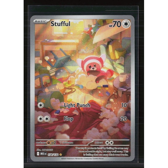 Pokemon 2025 Mega Evolution Stufful Secret Rare Holo Trading Card 154/132