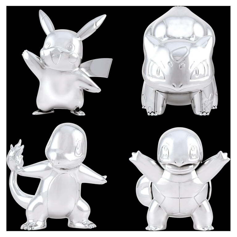 Pokemon 25th Anniversary Edition Silver Figurine Action Figure 4 pack. This  25th Anniversary Silver 4 pack includes characters such as Pikachu