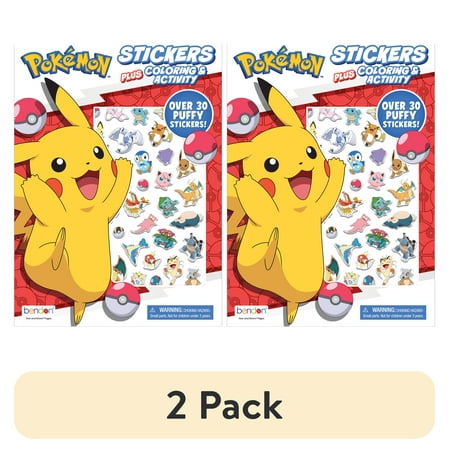 (2 pack) Pokemon 32-page Puffy Sticker Coloring and Activity Book, by Bendon, Paperback