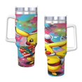 Pokemon 40 Oz Tumbler With Handle And Straw Double Wall Stainless Steel