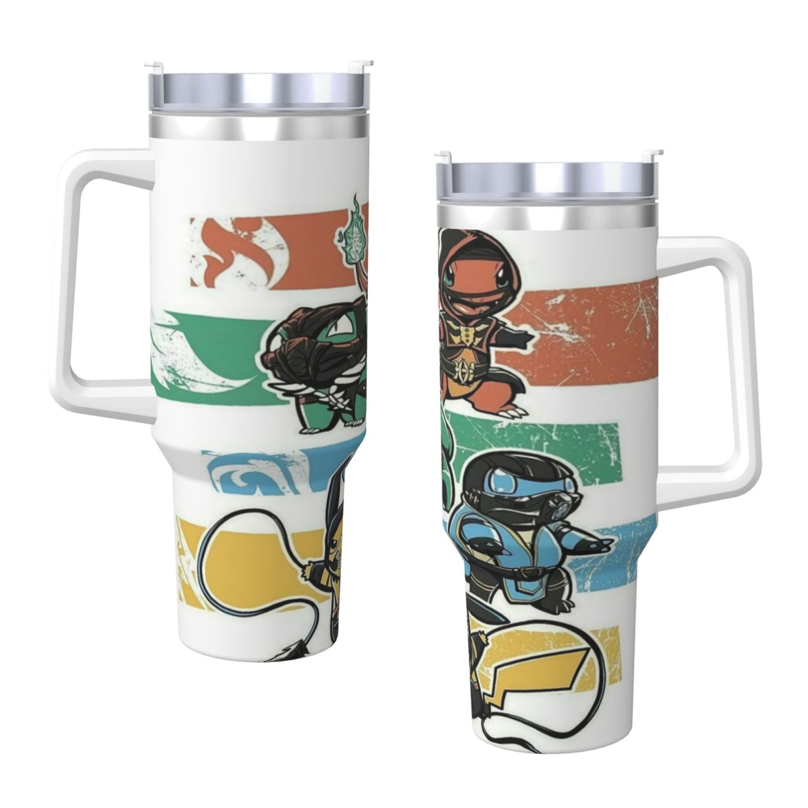 Pokemon 40 Oz Tumbler With Handle And Straw Double Wall Stainless Steel