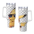 Pokemon 40 Oz Tumbler With Handle And Straw Double Wall Stainless Steel