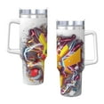 Pokemon 40 Oz Tumbler With Handle And Straw Double Wall Stainless Steel