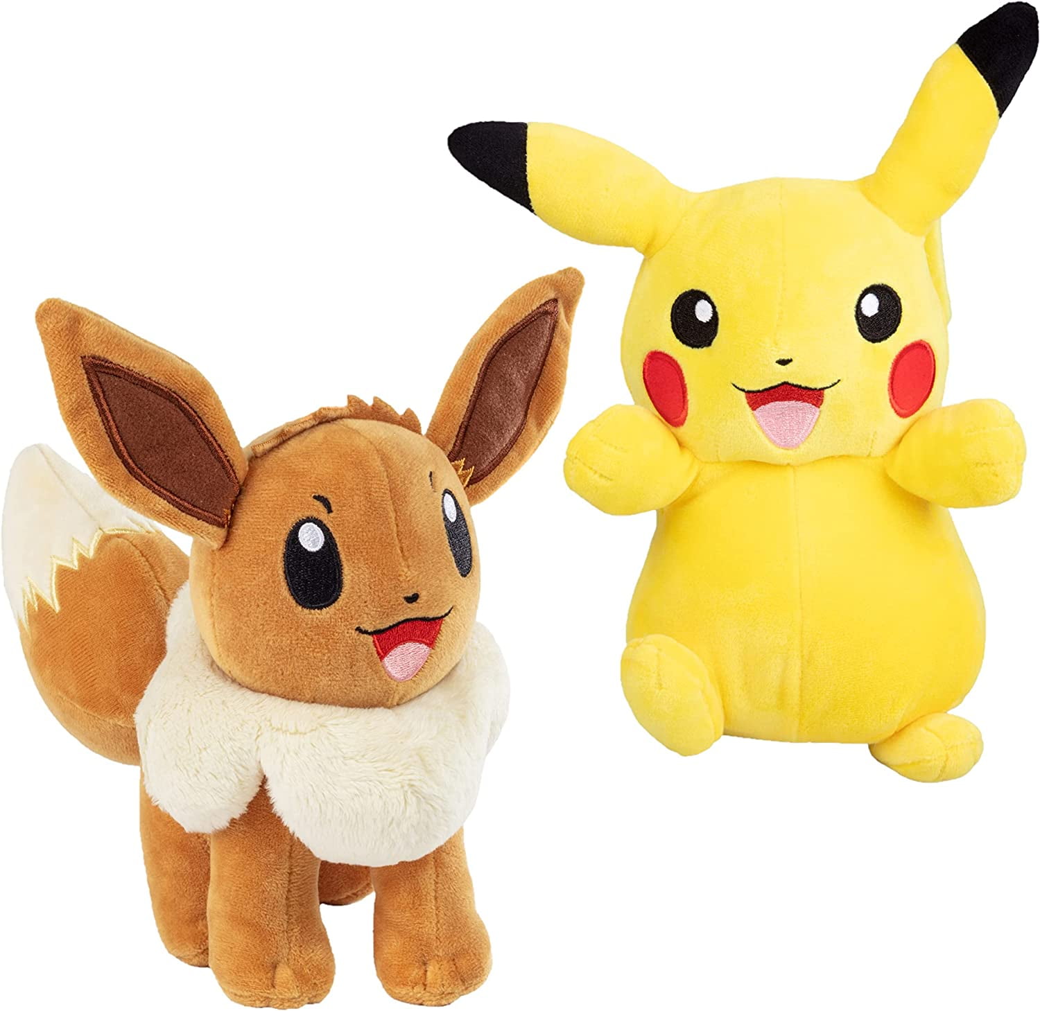 Pokemon 8" Eevee & Pikachu Plush, 2-Pack - Let's Go Starters - Officially Licensed - Quality Soft Collectible Stuffed Animal Toy Figures - Gift for Kids, Boys, Girls - 2+