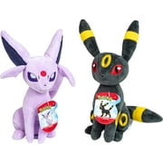 Pokemon 8" Espeon & Umbreon Plush 2-Pack - Officially Licensed - Eevee Evolution Figures - Quality Soft Stuffed Animal Toy - Gift for Kids, Boys, Girls - 2+
