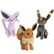 Pokemon 8", Espeon & Umbreon Plush Stuffed Animals, 3-Pack - Eevee Evolution - Gift for Kids