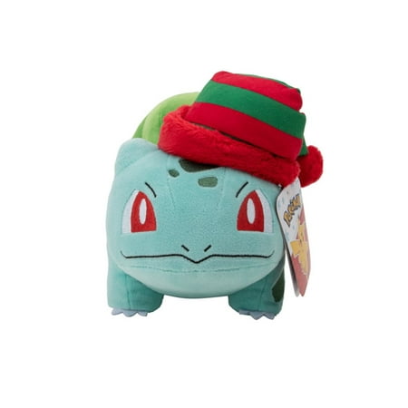 Pokemon 8 Inch Plush Holiday Bulbasaur with Striped Hat