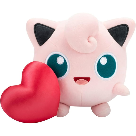 Pokemon 8" Jigglypuff Plush with Heart - Officially Licensed Generation 1 Red & Blue Figure - Soft Stuffed Animal Toy - Easter Gift for Kids, Boys, Girls, Fans - 2+