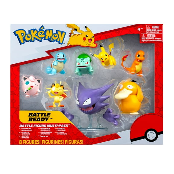 Pokemon Battle Figure 8 Pack - Six 2 inch and Two 3 inch Battle Ready Figures