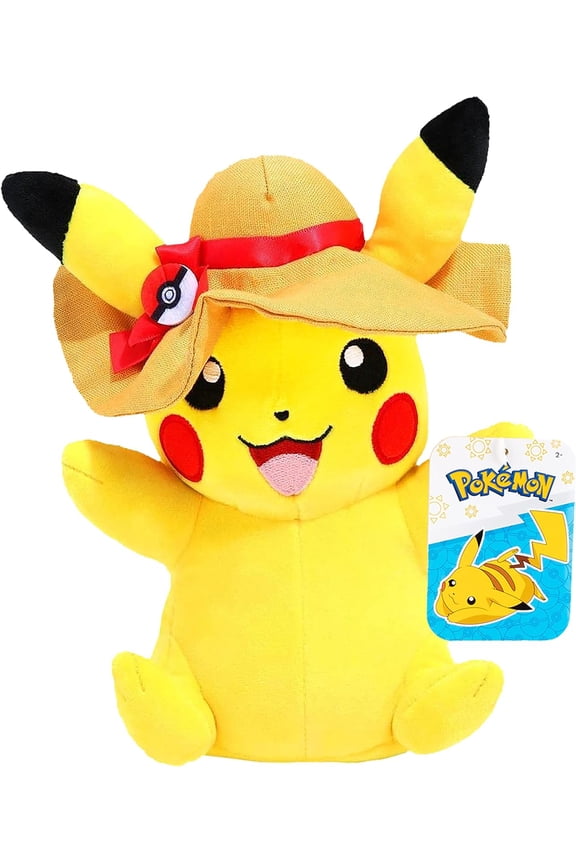 Pokemon 8" Pikachu Plush with Hat Accessory - Officially Licensed Limited Edition - Soft Stuffed Animal Toy Figure - Gift for Kids, Boys, Girls - 2+