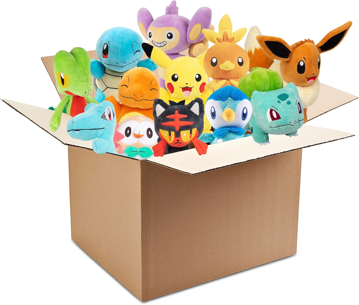 Pokemon 8" Plush Mystery Blind Box 5-Pack - Receive 5 Assorted Figures & Starters - Officially Licensed - Authentic Stuffed Animal Toy - Styles Vary - Gift for Kids, Boys, Girls