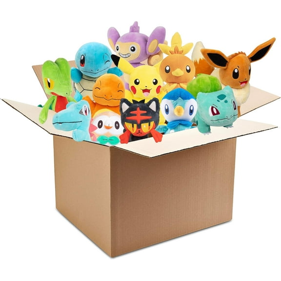 Pokemon 8" Plush Mystery Blind Box 5-Pack - Receive 5 Assorted Figures & Starters - Officially Licensed - Authentic Stuffed Animal Toy - Styles Vary - Gift for Kids, Boys, Girls