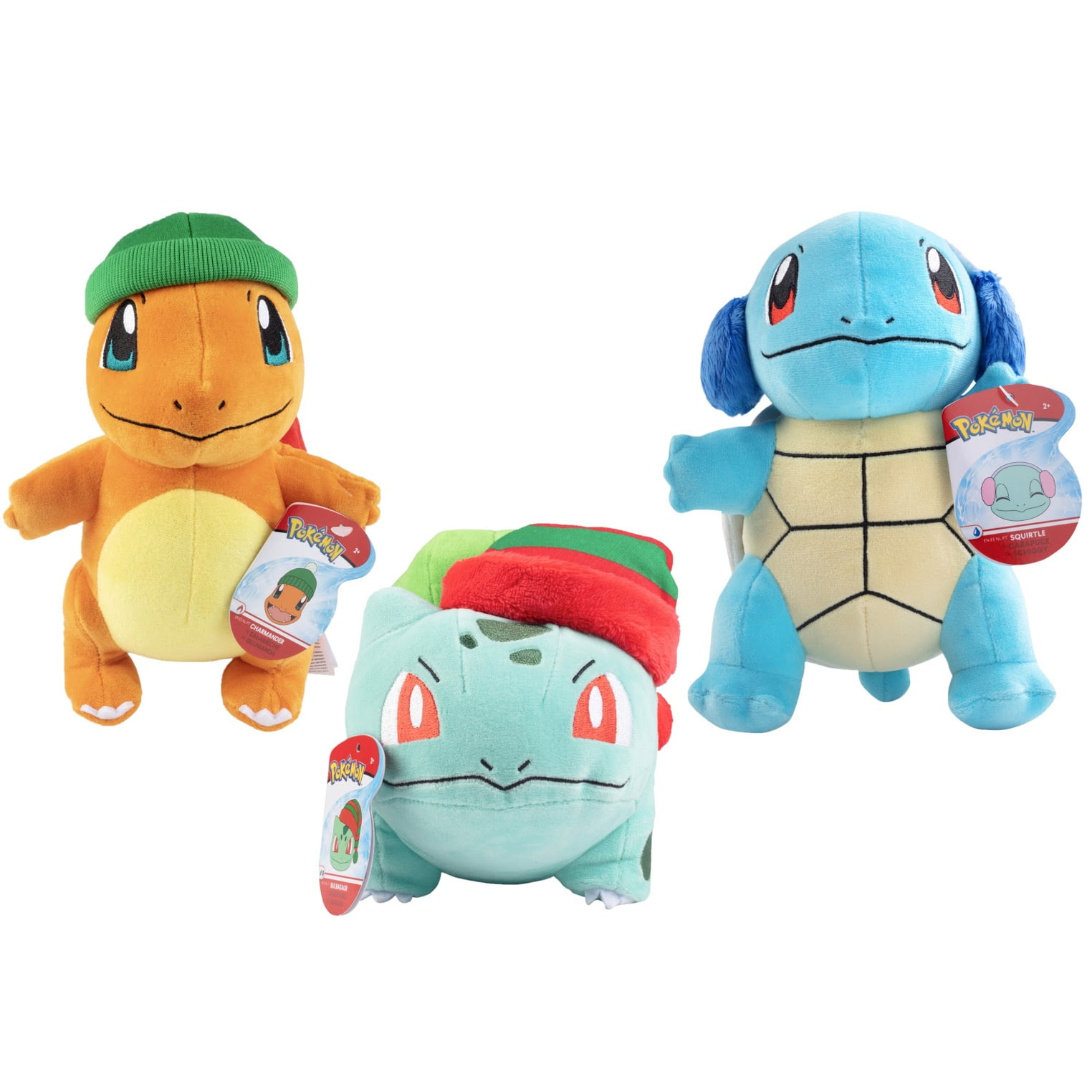 Pokemon 8" Plush Starter 3-Pack - Charmander, Squirtle, Bulbasaur - Generation 1 - Officially Licensed - Soft Stuffed Animal Figure Toys - Easter Basket Gift for Kids, Boys, Girls, Fans - 2+