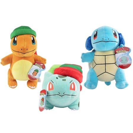 Pokemon 8" Plush Starter 3-Pack - Charmander, Squirtle, Bulbasaur - Generation 1 - Officially Licensed - Soft Stuffed Animal Figure Toys - Gift for Kids, Boys, Girls, Fans - 2+