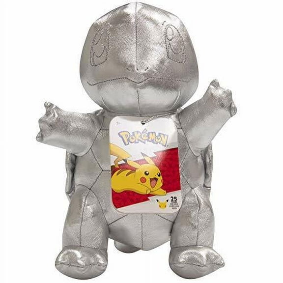 Pokemon 8" Silver Squirtle 25th Anniversary Plush - Limited Edition - Officially Licensed - Soft Stuffed Animal Toy Figure - Gift for Kids, Boys, Girls - 2+