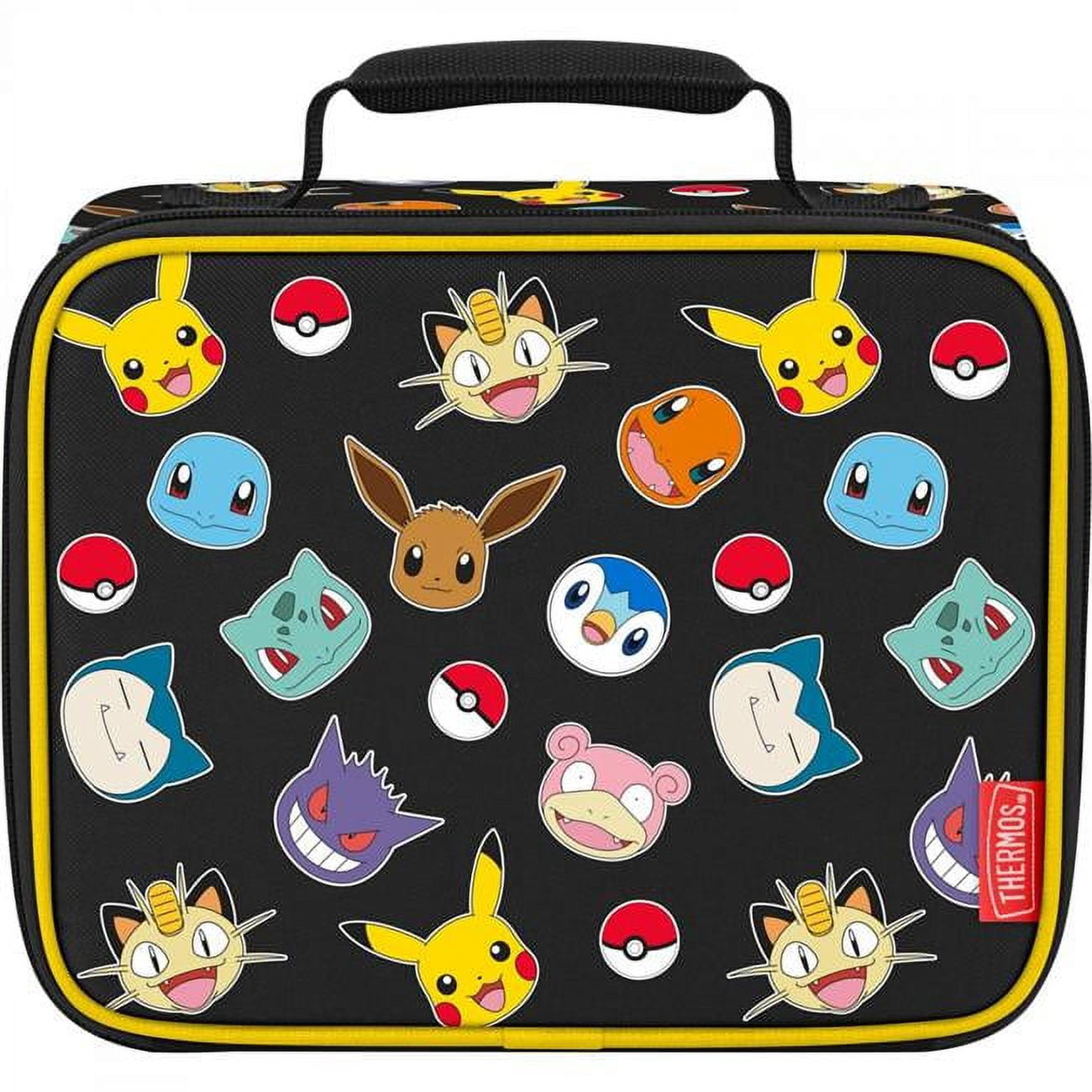 Pokemon Lunch Bag Kid's Insulated Lunch Box Waterproof, Black / Fire