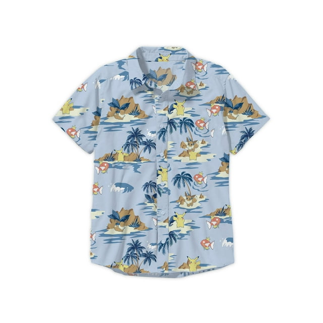 Pokemon Alola Vacay All Over Print Boys Button Up Short Sleeve Shirt ...