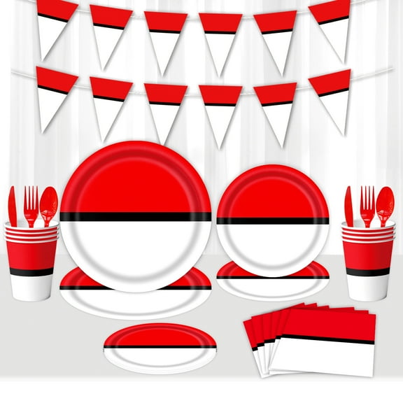 Pokemon Animation Birthday Party Supplies Includes 20 Plates and 20 Napkins and Tablecloth71 '' x 42 '' Video Games Themed Party Tableware