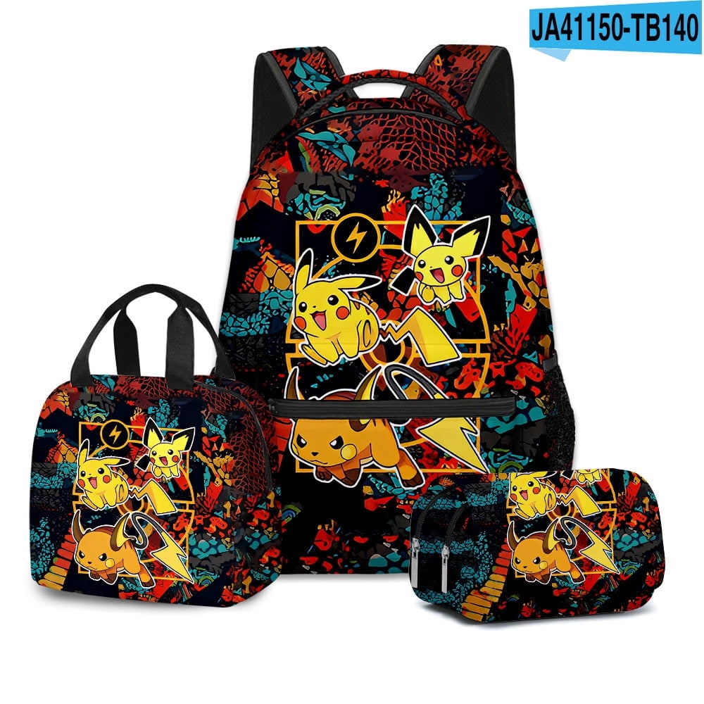 Pokemon Anime Backpacks Sets, Cartoon Animal Laptop Backpack Daypack 3D