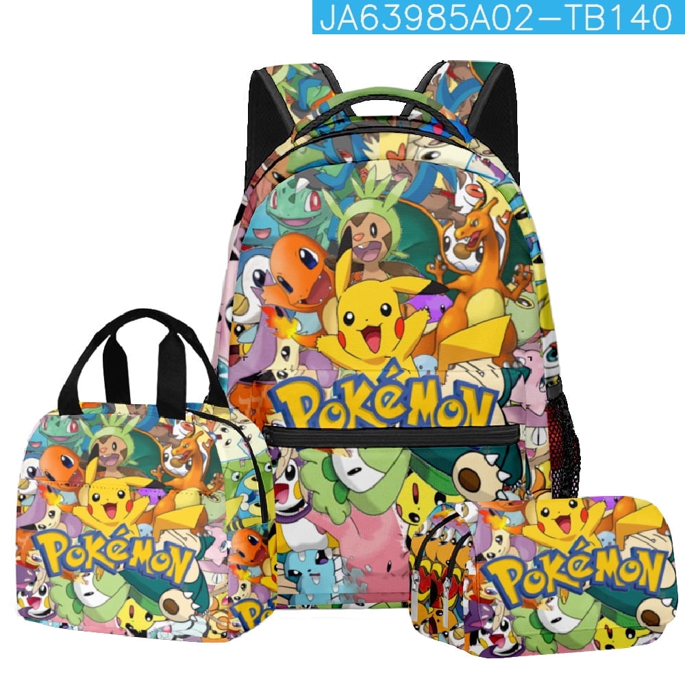 Pokemon Anime Backpacks Sets, Cartoon Animal Laptop Backpack Daypack 3D