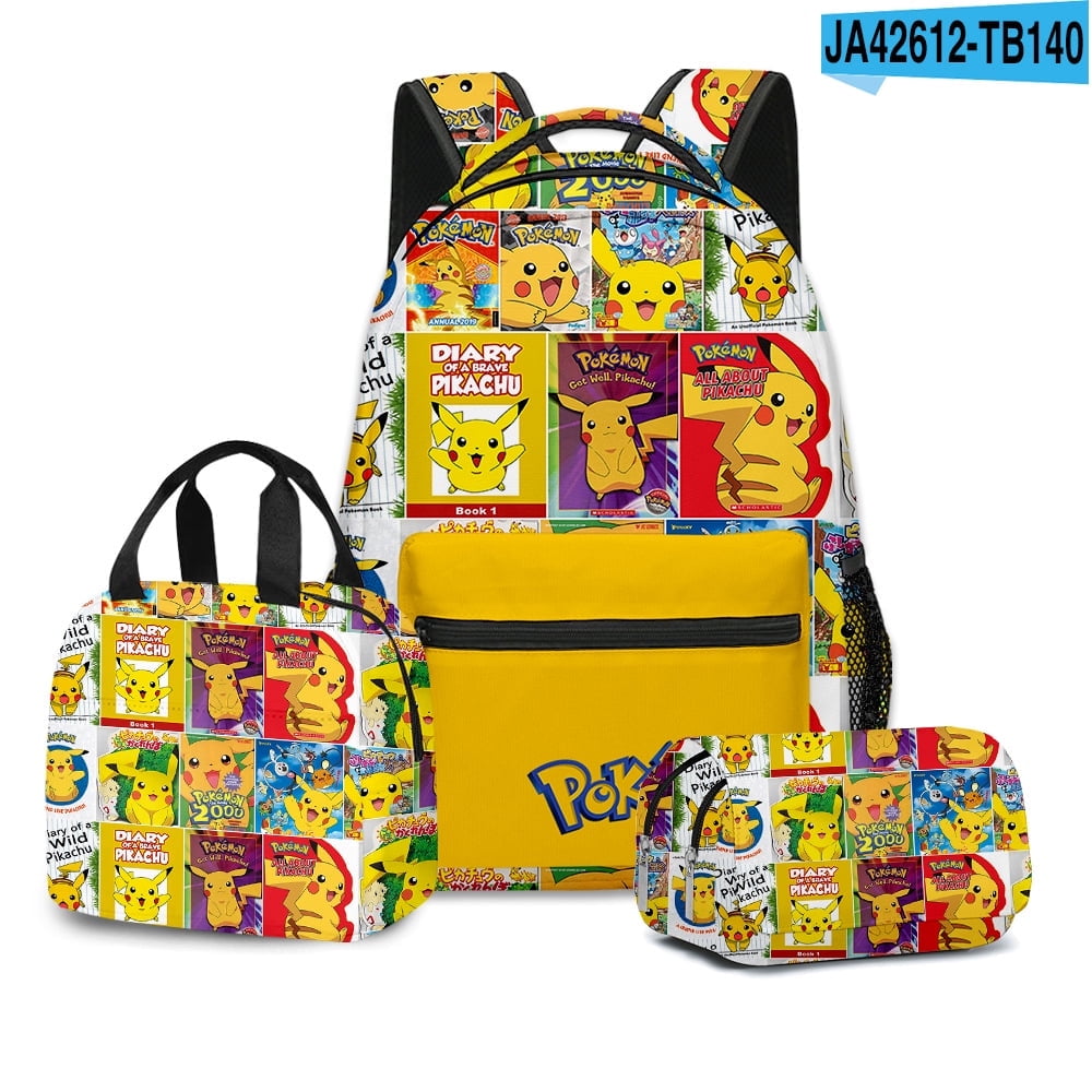 Pokemon Anime Backpacks Sets, Cartoon Animal Laptop Backpack Daypack 3D