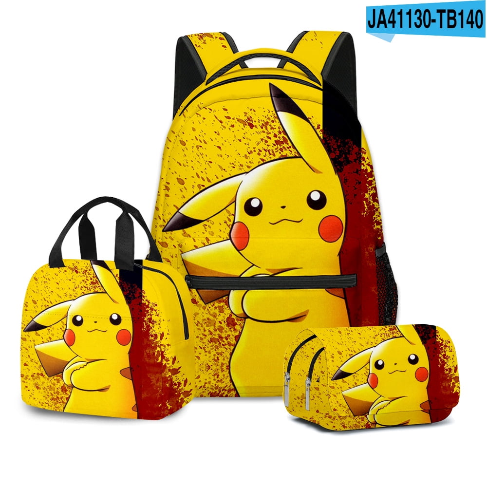 Pokemon Anime Backpacks Sets, Cartoon Animal Laptop Backpack Daypack 3D
