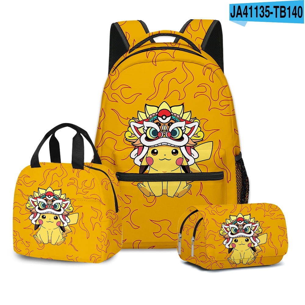 Pokemon Anime Backpacks Sets, Cartoon Animal Laptop Backpack Daypack 3D