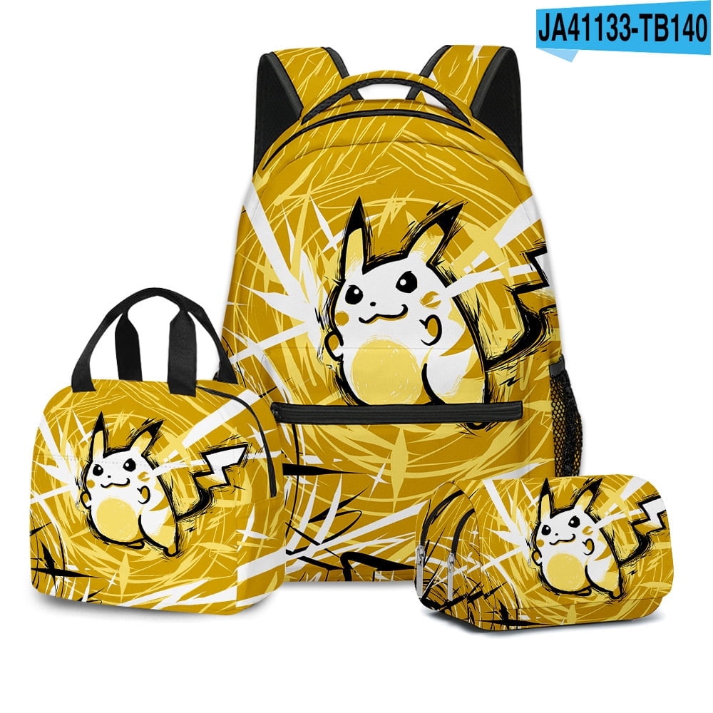 Pokemon Anime Backpacks Sets, Cartoon Animal Laptop Backpack Daypack 3D