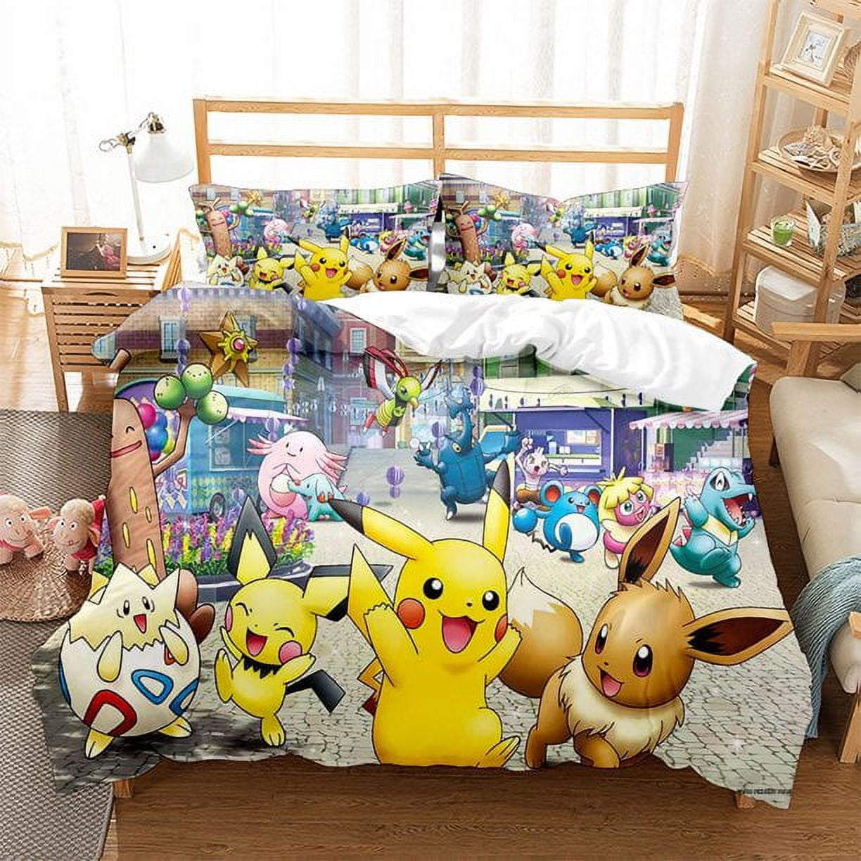 Pokemon Anime Bedding Duvet Covers 3D Print Pikachu Bedding Sets Soft ...
