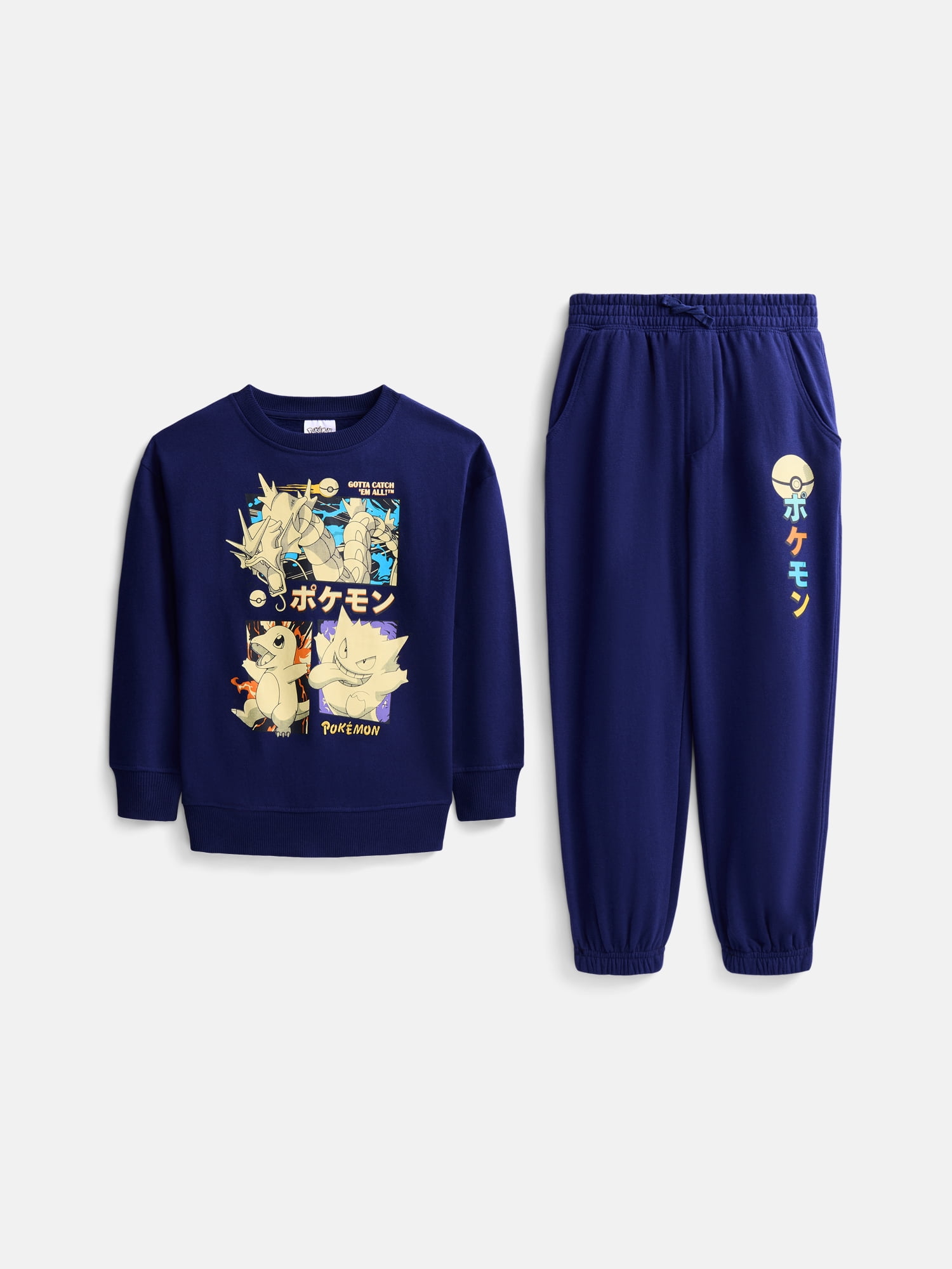 Pokemon Anime Squares Little Boys & Big Boys 2 Piece Crewneck & Jogger Set, Sizes 4-18