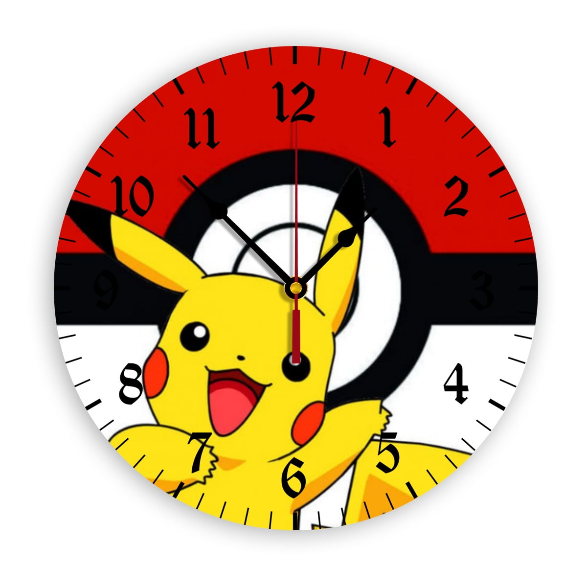 Pokemon Anime Wall Clock with Clear Glass Dial Silent and Non-Ticking, Suitable for Bedroom, Office, School, Home and Living Room as a Gift Or Decoration, Large Size 12 Inches