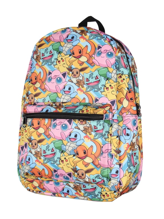 Pokemon Backpack Pikachu Squirtle Jigglypuff Eevee Bulbasaur Charmander Laptop School Travel Backpack 17"
