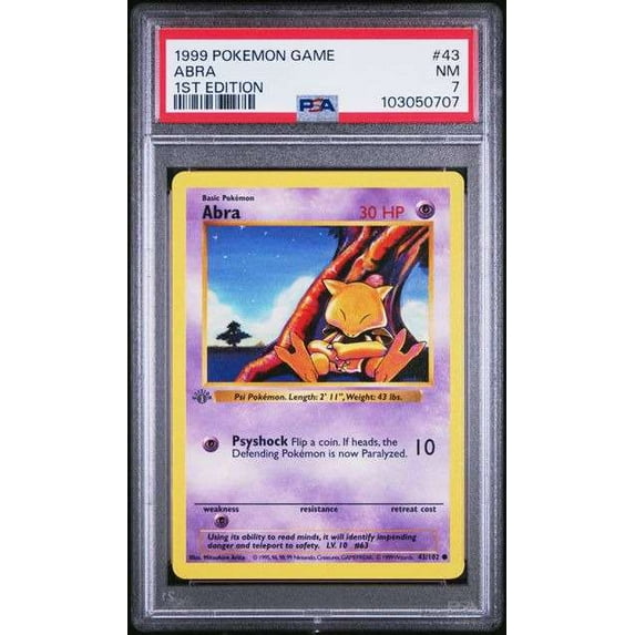 Pokemon Base Set Abra (PSA 7 - First Edition - Grey Stamp)