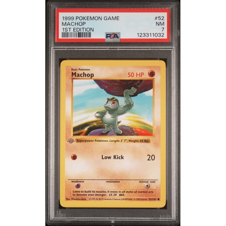 machop basic pokemon card Base Set Common #52 [Shadowless PSA 7 1st Edition Grey Stamp] Colorless Artist 1999 Pokemon Base Set Shadowless