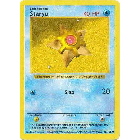 Pokemon Base Set Common Staryu #65 (Shadowless)