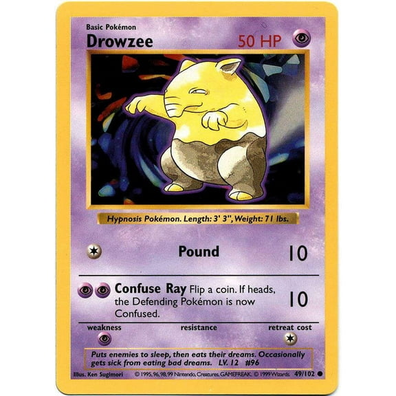 Pokemon Base Set Common Drowzee #49 (Shadowless)