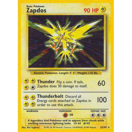 Pokemon Base Set Holo Rare Rare Holo Zapdos #16 (Moderately Played)