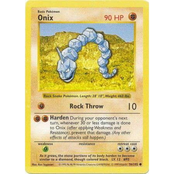 Pokemon Base Set Common Onix #56 (Shadowless)