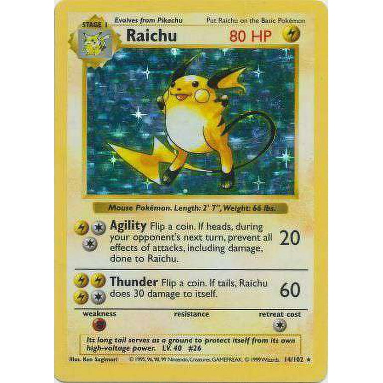 Raichu 14 Base Set ライチュウ ★ Holofoil Amazon.com: Pokémon Raichu Holofoil - Fossil - 14 [Toy