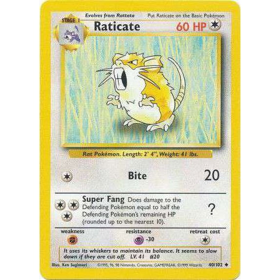 Pokemon Base Set Raticate #40
