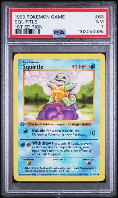 PSA 7 First Edition Grey Stamp Squirtle Pokemon Base Set - Walmart