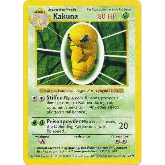 Pokemon Base Set Uncommon Kakuna #33 (Shadowless)