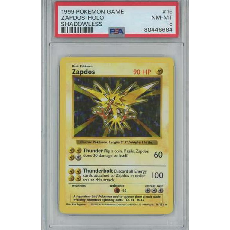 Pokemon Base Set Zapdos Graded Card (Shadowless) - Walmart.com