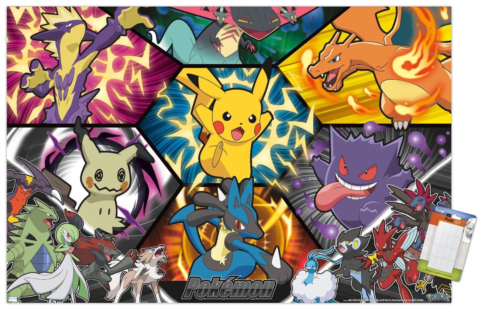 ポケモン　ポスター Pokemon: Battle Art - Group Wall Poster with Push Pins, 22.375
