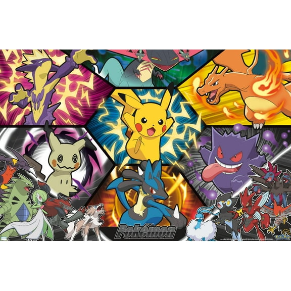 Pokemon: Battle Art - Group Wall Poster, 22.375" x 34"