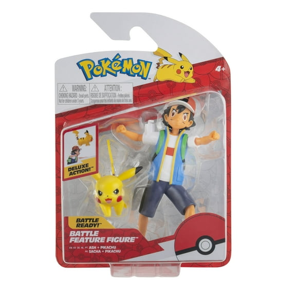 Pokemon Ash Ketchum Collectible Battle Figure Set with Pikachu
