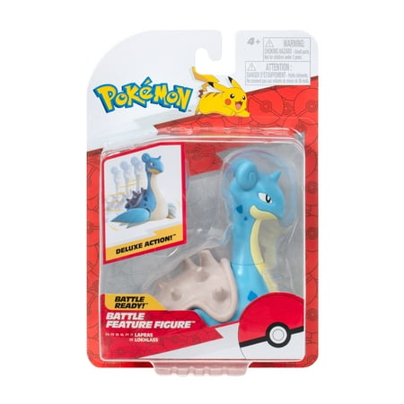 Pokemon Battle Feature Figure - 4.5 inch Lapras Battle Ready Figure with Charge Attack