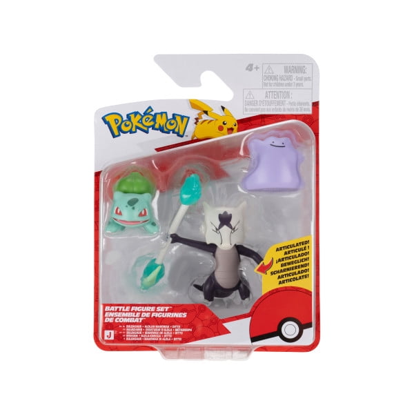 Pokemon Battle Figure 3 Pack - Features 2-Inch Bulbasaur and Ditto and 3-Inch Alolan Marowak Battle Figures