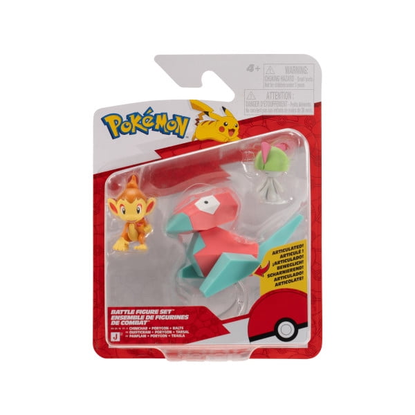 Pokemon Battle Figure 3 Pack - Features 2-Inch Chimchar and Ralts and 3-Inch Porygon with Stand Battle Figures